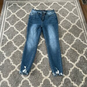 Judy Blue Tummy Control Skinny Jeans with Raw Hem size 9